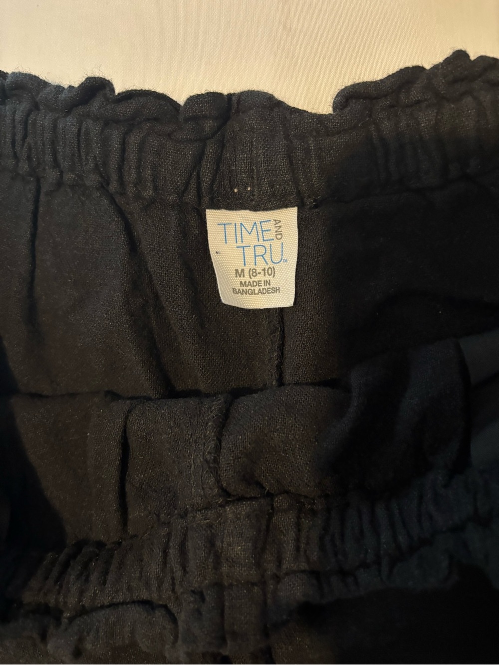 Women’s Time and Tru Linen Blend Black Elastic Waist